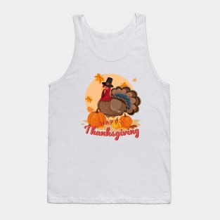 happy thanksgiving pilgrim turkey Tank Top